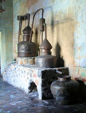 Antique distillation equipment at Cuervo museum