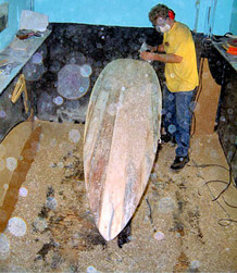 making a surfboard from blue agave quiotes